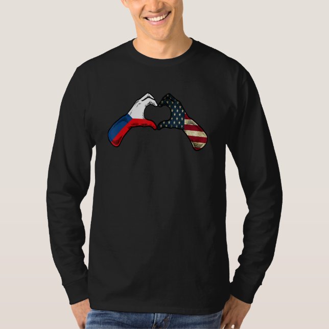 Camiseta Czech Republic American USA Flag   USA Czechia Hea (Anverso)