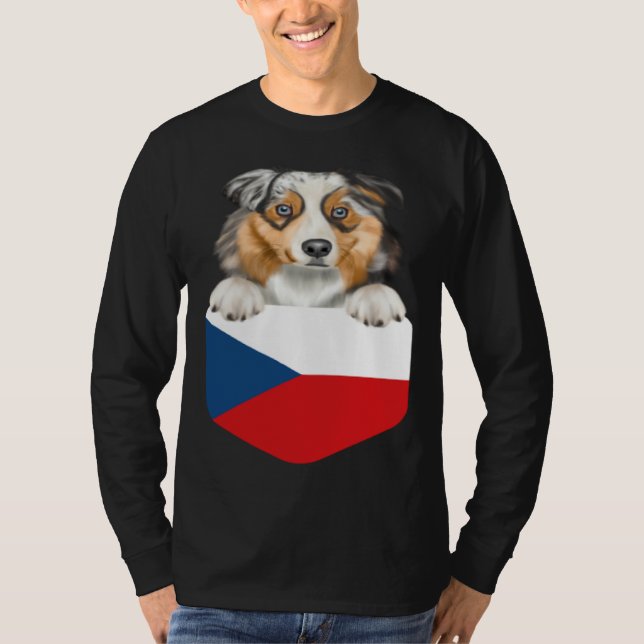 Camiseta Czech Republic Flag Australian Shepherd Dog In Poc (Anverso)