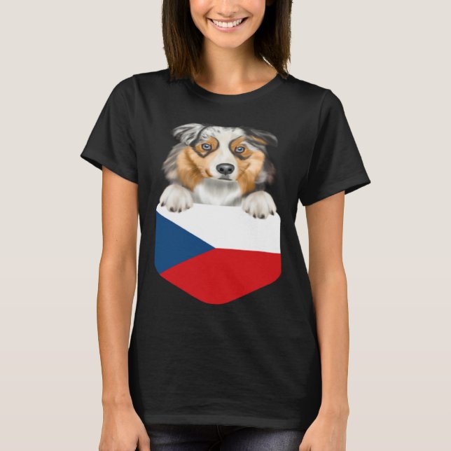 Camiseta Czech Republic Flag Australian Shepherd Dog In Poc (Anverso)