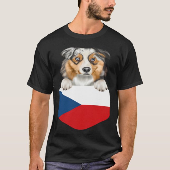 Camiseta Czech Republic Flag Australian Shepherd Dog In Poc (Anverso)