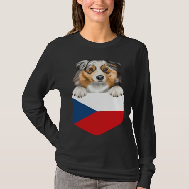 Camiseta Czech Republic Flag Australian Shepherd Dog In Poc (Anverso)