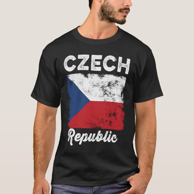 Camiseta Czech Republic Flag Distressed  Men Women Kids  Cz (Anverso)