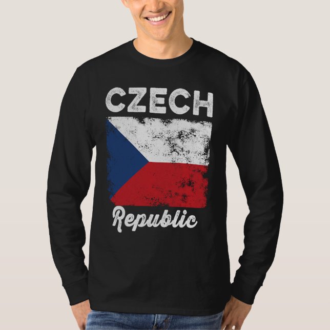 Camiseta Czech Republic Flag Distressed  Men Women Kids  Cz (Anverso)