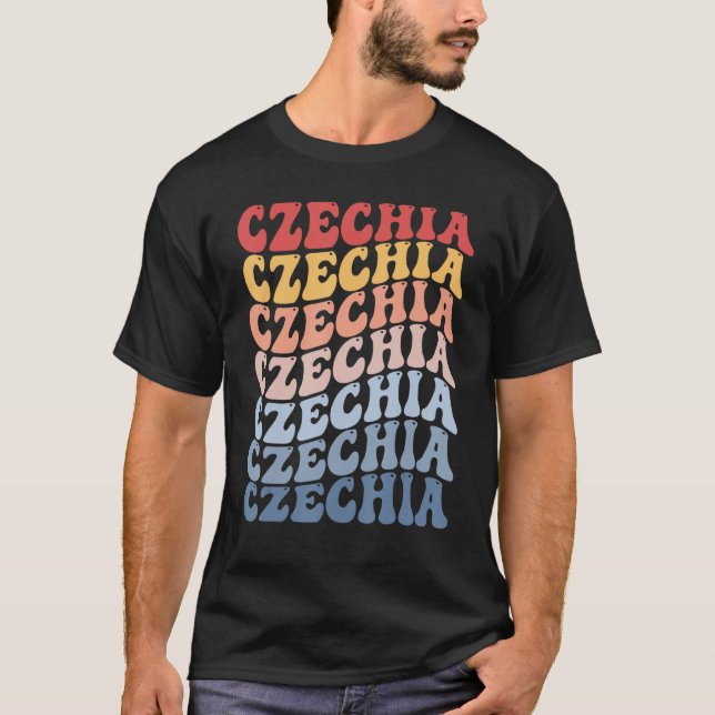 Camiseta Czechia Groovy Retro Czech (Anverso)