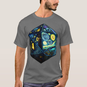 Camiseta D20 Dice Art Van Gogh Starry Night Guay Realista