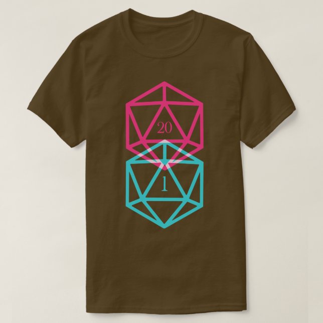 Camiseta D20 Dice Crítico Fail y Natural 20 Tabletop RPG (Diseño del anverso)