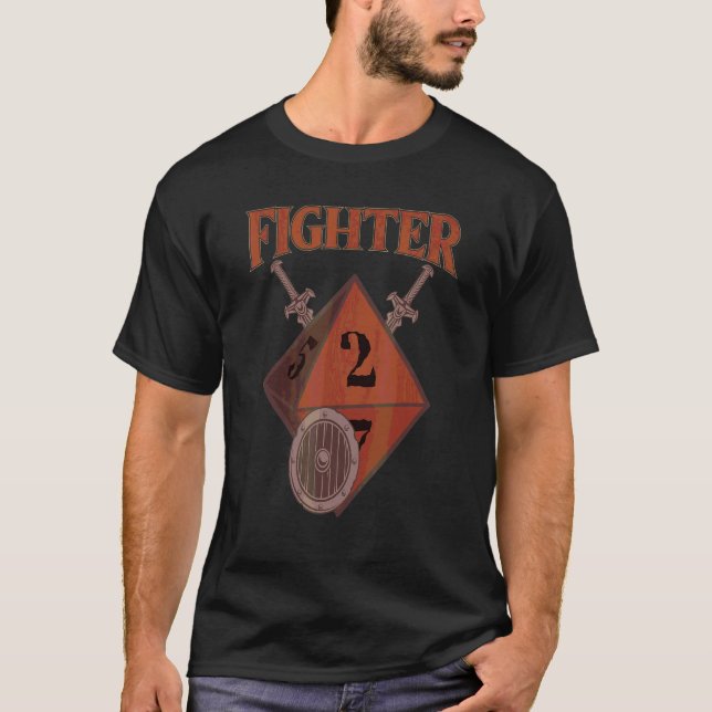 Camiseta D20 Dice Fighter Rpg Clase Tabletop Roleplay Ga (Anverso)