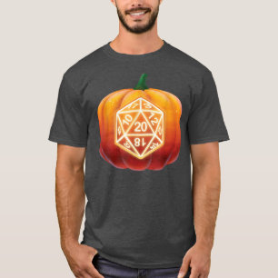 Camiseta D20 Dice Halloween Calabaza RPG Jugador de rol