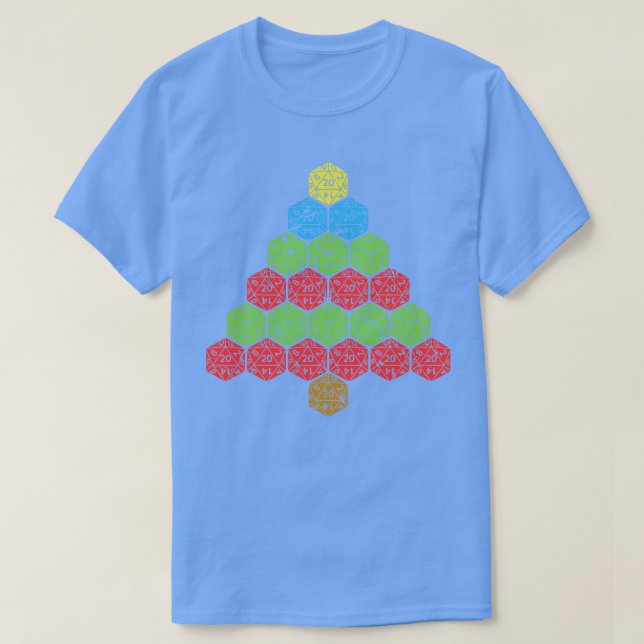 Camiseta D20 Dice RPG Feo Árbol de Navidad (Diseño del anverso)