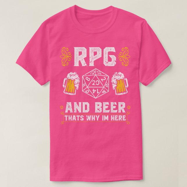 Camiseta D20 Dice RPG y Beer Tabletop Juego de rol M (Diseño del anverso)
