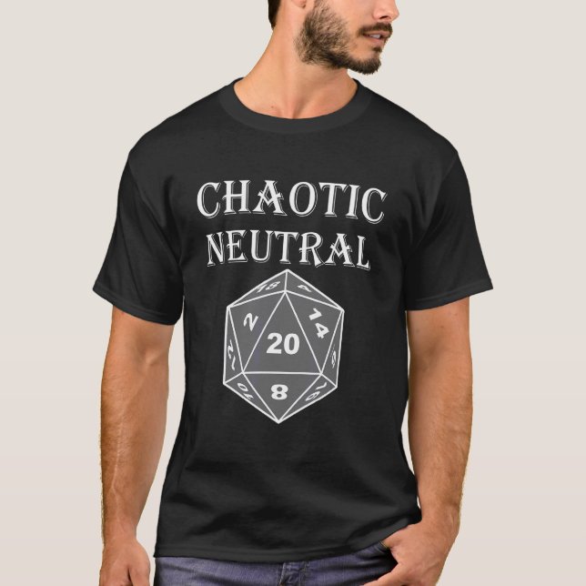 Camiseta D20 Dice Volteo caótico Neutral Rpg Tabletop (Anverso)