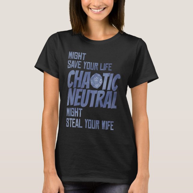 Camiseta D20 Roles Críticos Dado de Mesa Caótico Neutral D (Anverso)