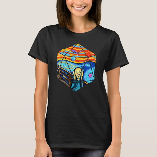 Camiseta D20 Tshirt, The Scream D20 Tee, D20 Dice Art (Anverso)