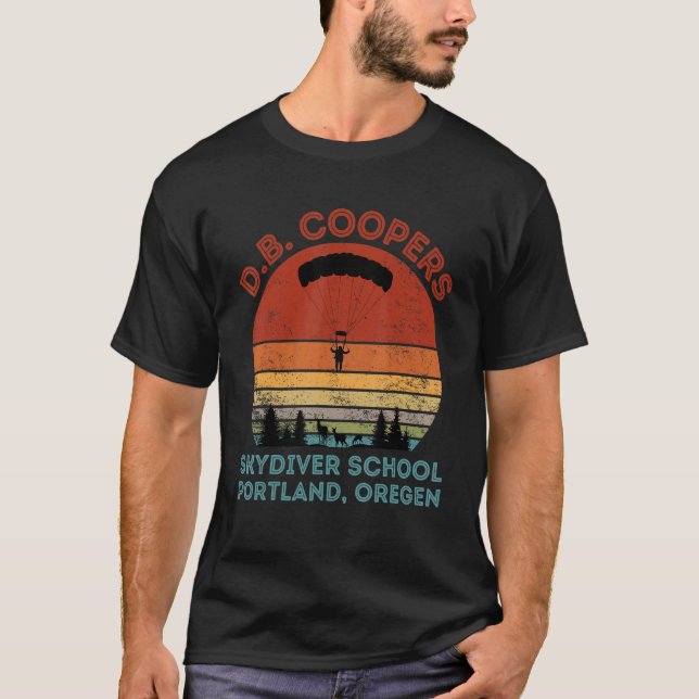 Camiseta D B Cooper Skydiving School Portland Oregon (Anverso)