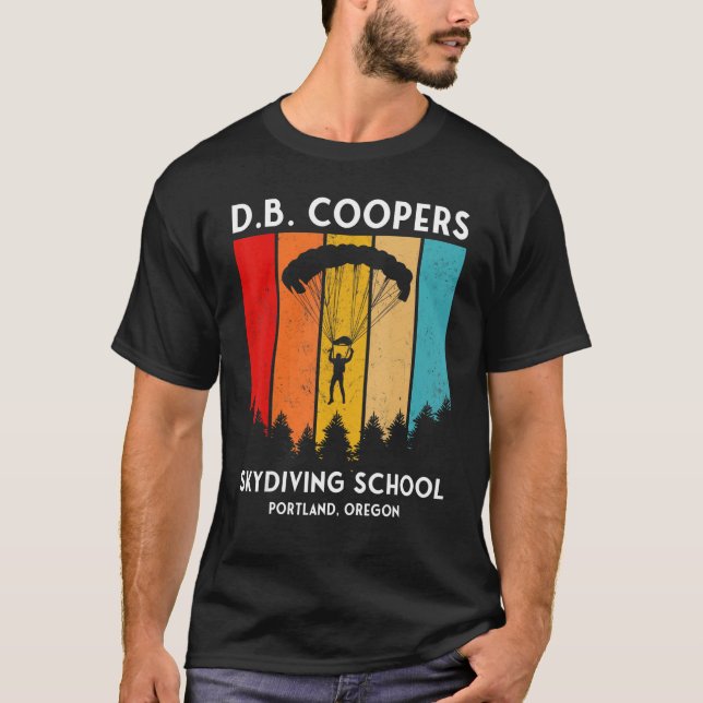 Camiseta D B Cooper Skydiving School Portland Oregon  Retro (Anverso)