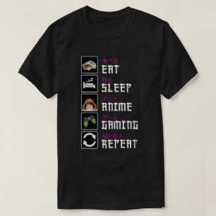 Camiseta DA2-Comer Dormir Anime Gaming Repetir Kawaii Otaku