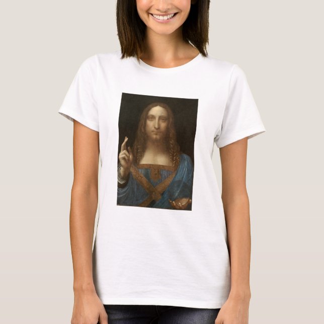 Camiseta Da Vinci, salvador del mundo, salvador Mundi (Anverso)