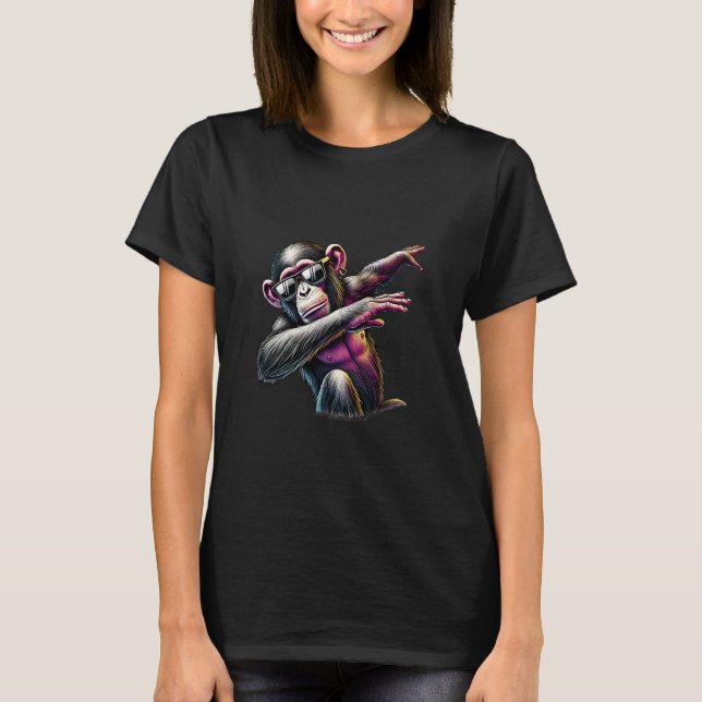 Camiseta Dab bailando chimpancé mono con gafas de sol (Anverso)