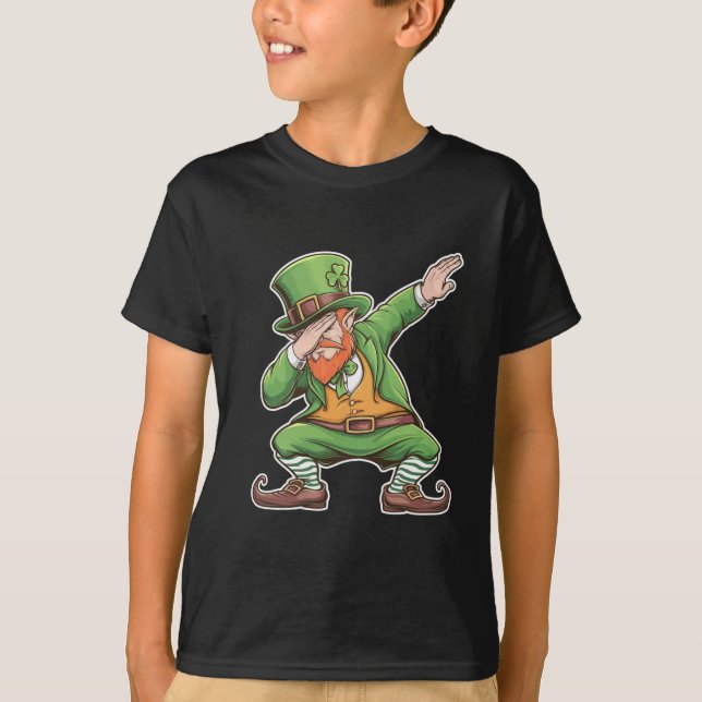 Camiseta Dab Dabbing Leprechaun en verde (Anverso)