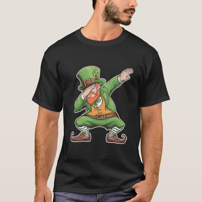 Camiseta Dab Dabbing Leprechaun en verde (Anverso)