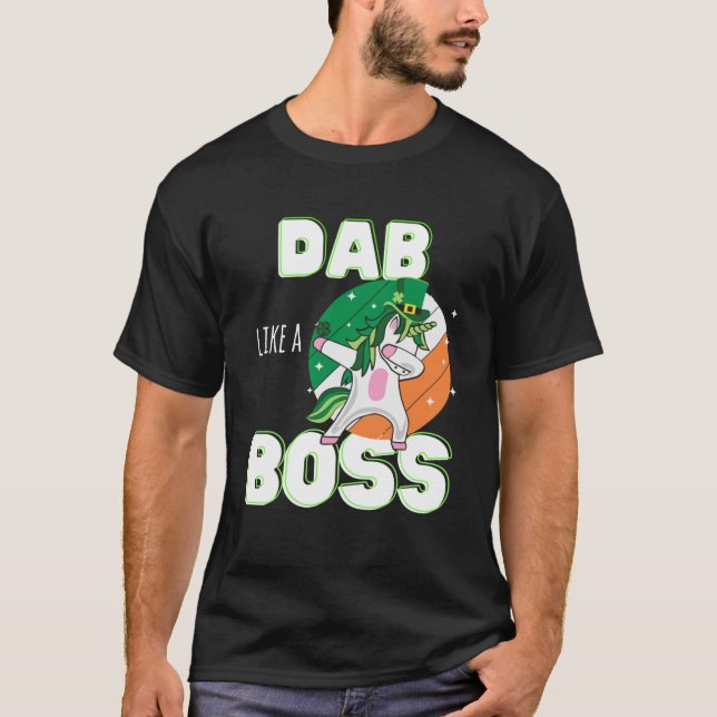 Camiseta Dab like a Boss St. Paddy's Day Unicorn Chicas niñ (Anverso)