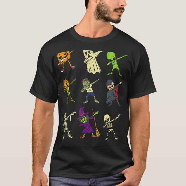 Camiseta Dab Pumpkin Skeleton Ghost Alien Zombie Halloween (Anverso)