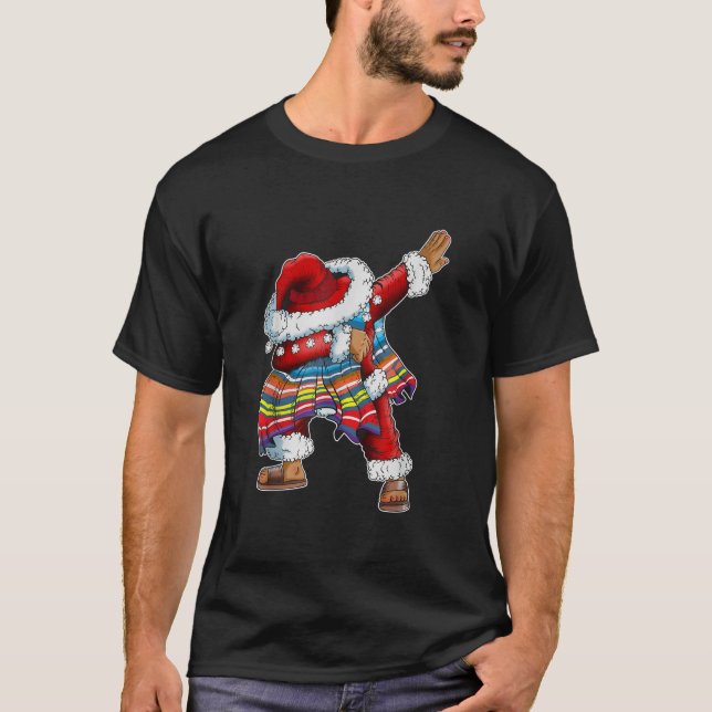 Camiseta Dab Santa Claus Con Poncho Mexicano Está Dabbing (Anverso)