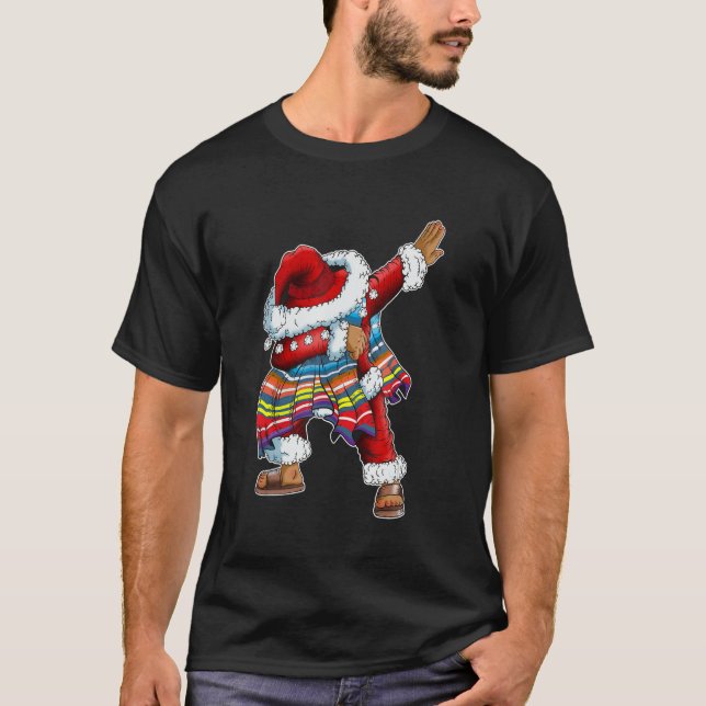 Camiseta Dab Santa Claus With Mexican Poncho Is Dabbing (Anverso)