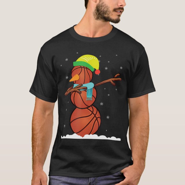 Camiseta Dab Snowman Hecho Navidad De Baloncesto Gif (Anverso)