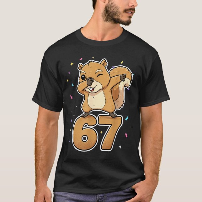 Camiseta Dabbing 67 Squirrel 67 Funny Six Seven Gen Z Slang (Anverso)