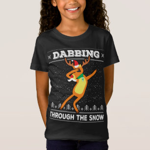 Camiseta Dabbing a través de los Navidades feos de renos de