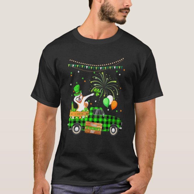 Camiseta Dabbing Akita Dog Shamrock St Patrick's Day (Anverso)
