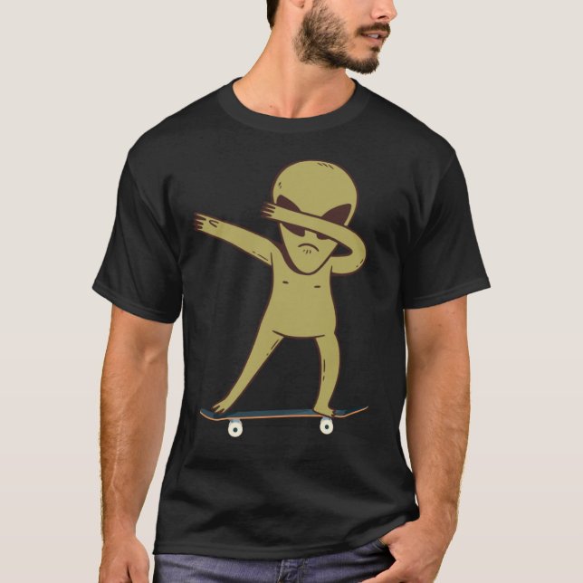 Camiseta Dabbing Alien Skater  Skateboard Dab (Anverso)