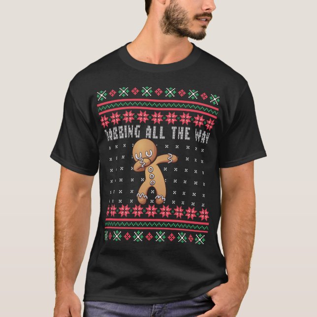 Camiseta Dabbing All Way Gingerbread Man Feo Navidades (Anverso)