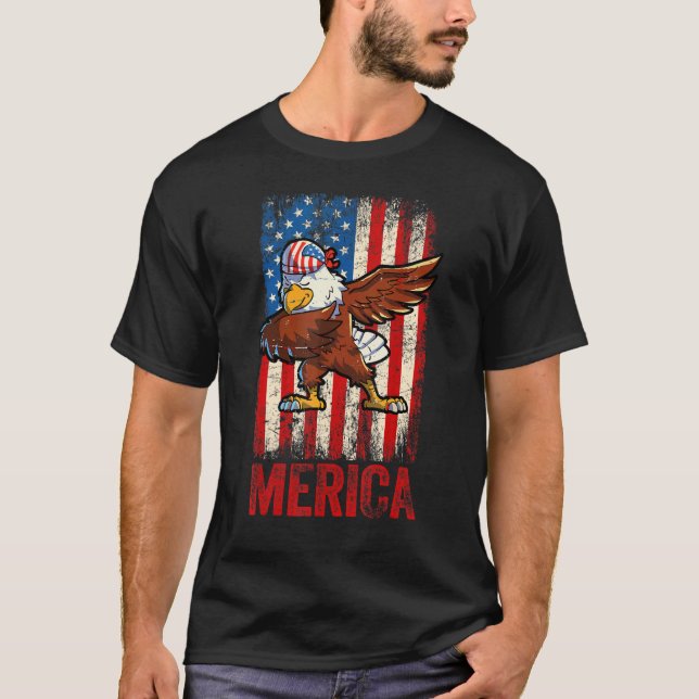 Camiseta Dabbing American Eagle 4 De Julio Niños Americanos (Anverso)