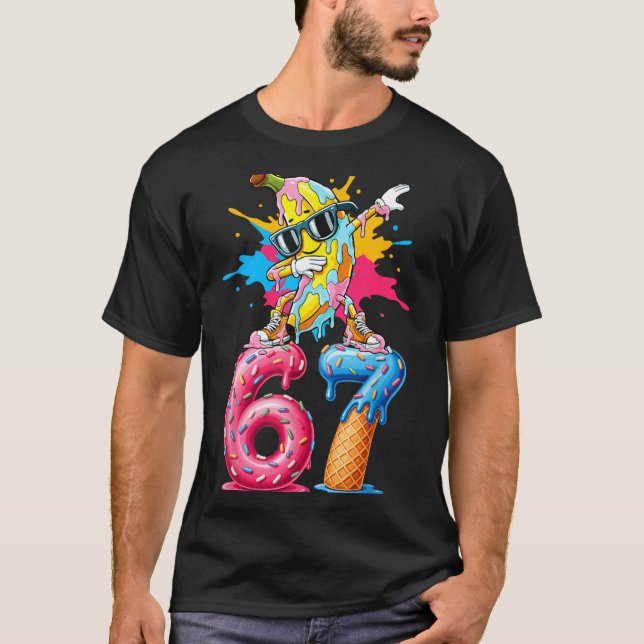 Camiseta Dabbing Banana 67 Ice Cream Drip Funny Six Seven M (Anverso)