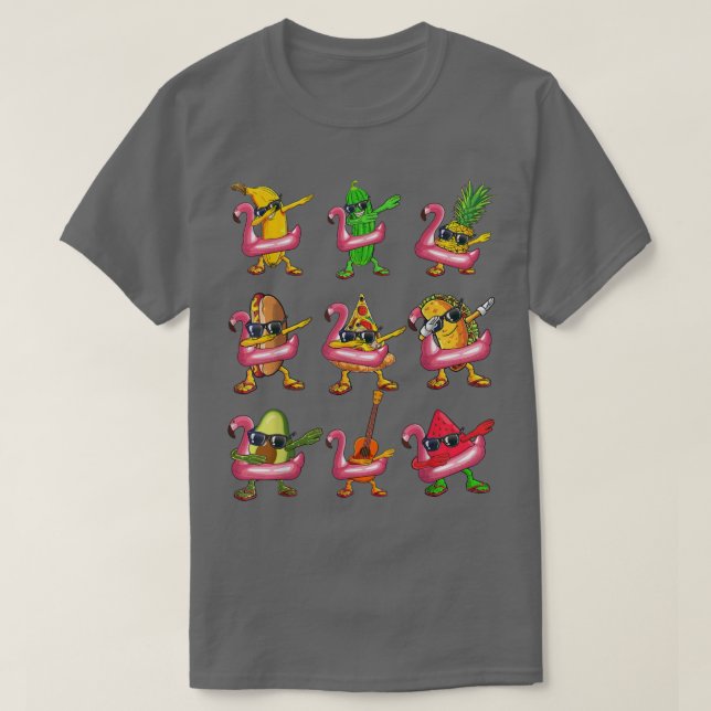 Camiseta Dabbing Banana Flamingo Float Summer Fruit Kids (Diseño del anverso)