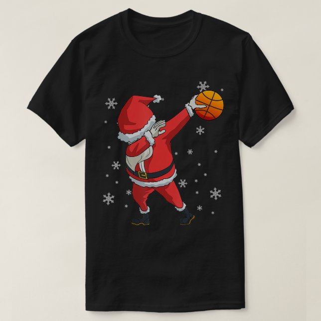 Camiseta Dabbing Basketball Navidades Santa Claus regalo (Diseño del anverso)