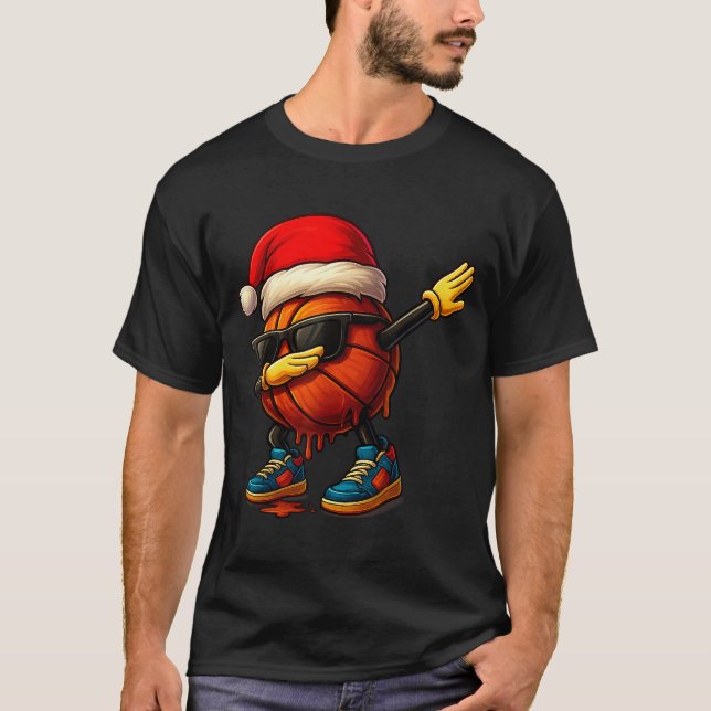 Camiseta Dabbing Basketball Sungles Funny Christmas Tee Boy (Anverso)