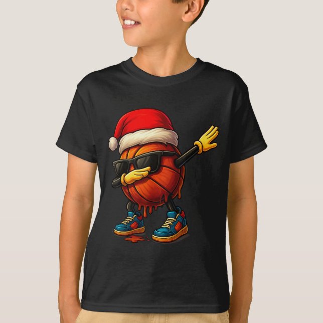 Camiseta Dabbing Basketball Sungles Funny Christmas Tee Boy (Anverso)