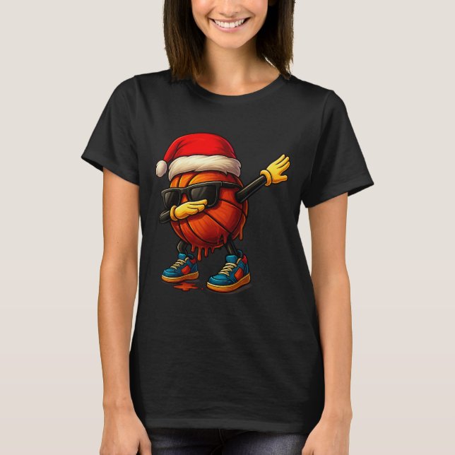Camiseta Dabbing Basketball Sungles Funny Christmas Tee Boy (Anverso)