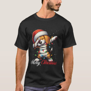 Camiseta Dabbing Beagle Dog Merry Christmas Lights Santa Ha