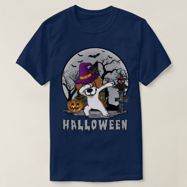 Camiseta Dabbing Beagle Dog Witch Gorra Funny Dog Halloween (Diseño del anverso)