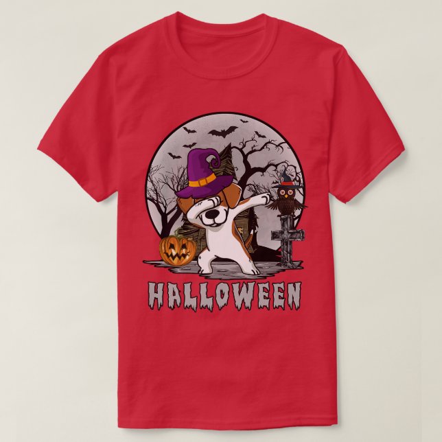 Camiseta Dabbing Beagle Dog Witch Hat Funny Dog Halloween C (Diseño del anverso)