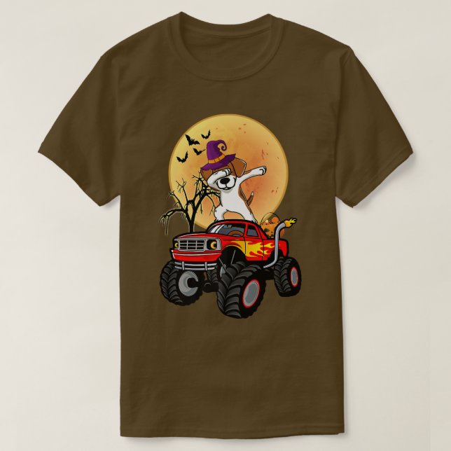 Camiseta Dabbing Beagle Dog Witch Hat Monster Truck Funny H (Diseño del anverso)