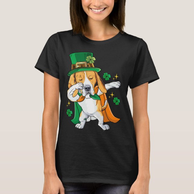 Camiseta Dabbing Beagle Leprechaun St Patricks Day (Anverso)