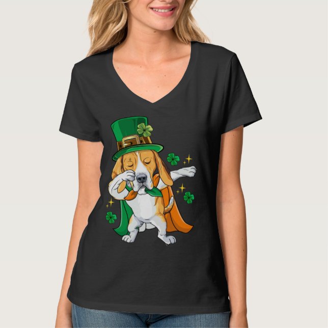 Camiseta Dabbing Beagle Leprechaun St Patricks Day (Anverso)