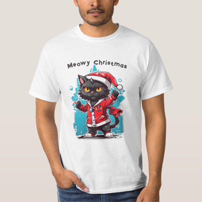 Camiseta Dabbing Black Cat: Festividades de los Navidades M (Anverso)