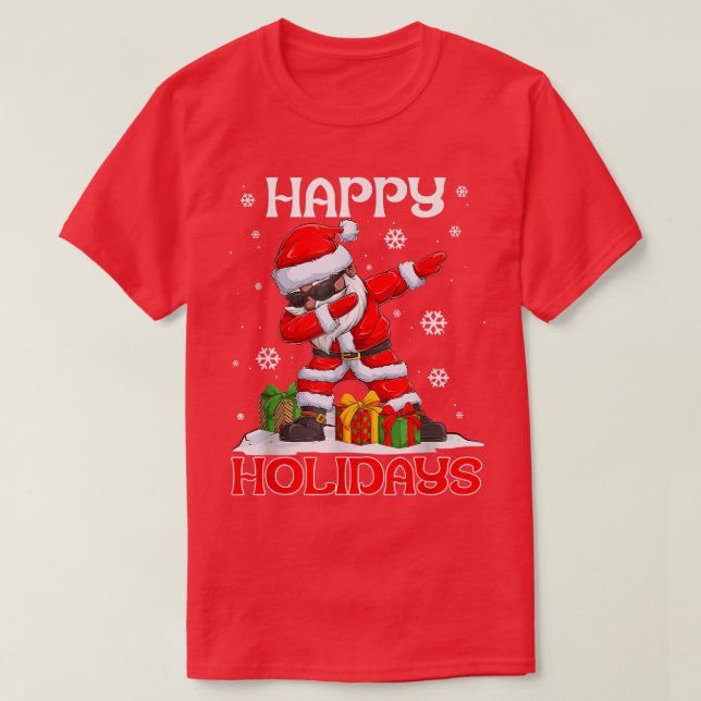 Camiseta Dabbing Black Happy Holidays African American Sant (Diseño del anverso)