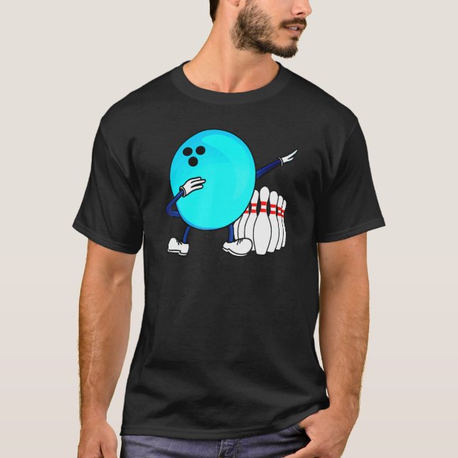 Camiseta Dabbing Bowling Ball Strike Pin Blue Team Bowler (Anverso)